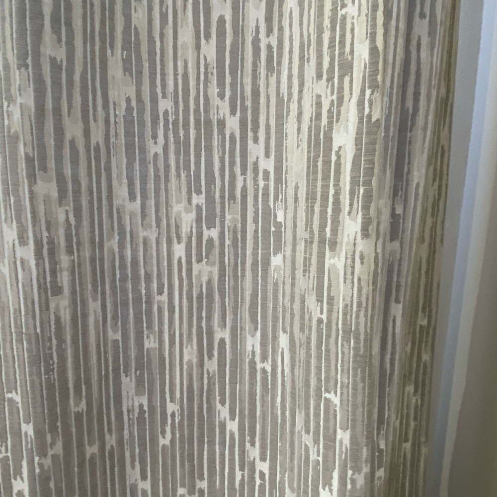 Modern curtain panel. 32 x 102. Rod-pocket AND back tab. Lined. New.